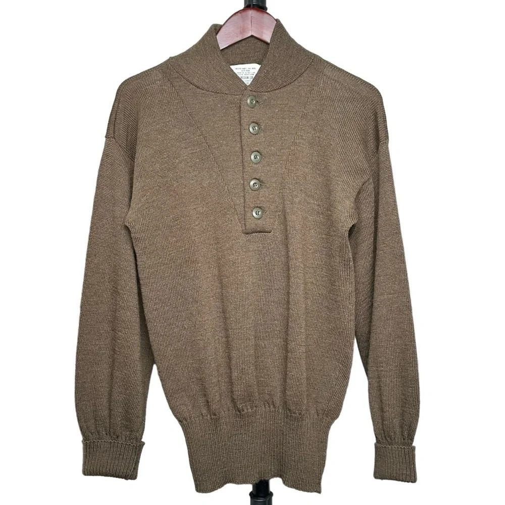 Vintage Jack Young Associates Men's Sweater Large Military Army Fatigues Drab